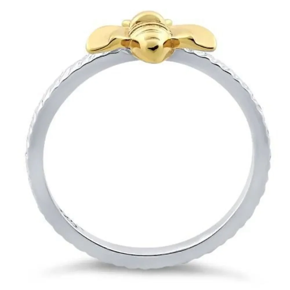 14k Gold Vermeil Bee Two Toned Ring New